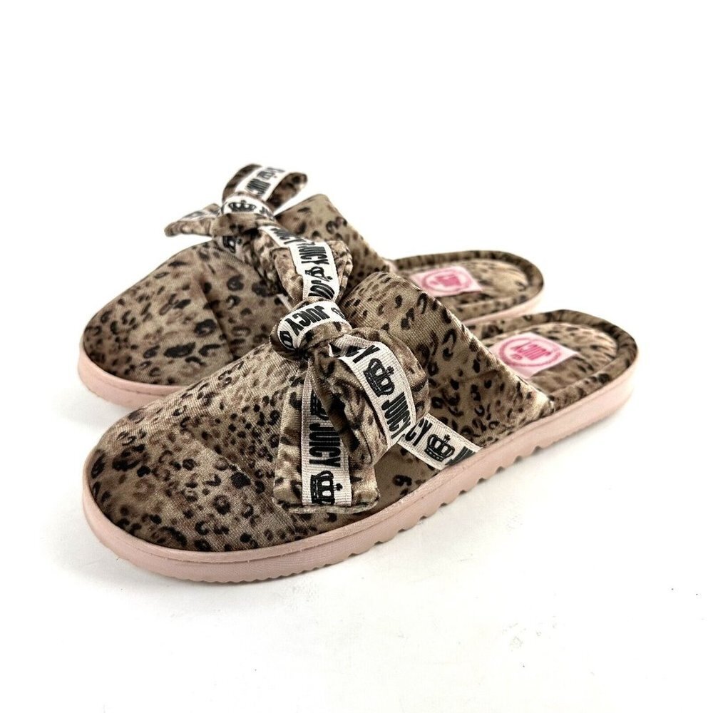 Juicy Couture Jasmine Leopard Slipper 11 Slip On Cushioned Bow Womens Y2K - Picture 2 of 9